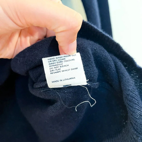 Chinti and Parker Merino Wool Cashmere Blend Navy Knit Crew Neck Sweater XS - Picture 7 of 8